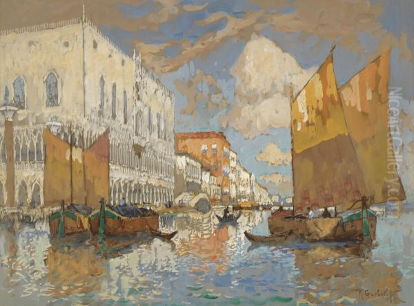 The Doge's Palace, Venice Oil Painting by Konstantin Ivanovich Gorbatov