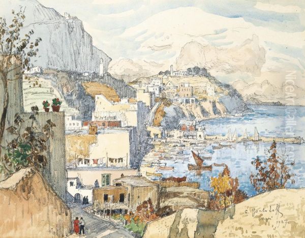 View Of Capri Oil Painting by Konstantin Ivanovich Gorbatov