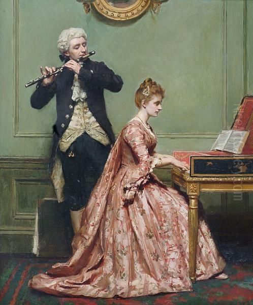 A Musical Duet Oil Painting by Robert James Gordon