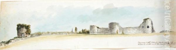 Views Of Pevensey Castle, Sussex Oil Painting by Charles Gore