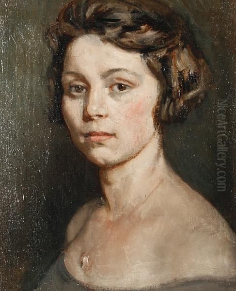 Portrait Study Of The Artist's Wife,yvonne Oil Painting by William Crampton Gore