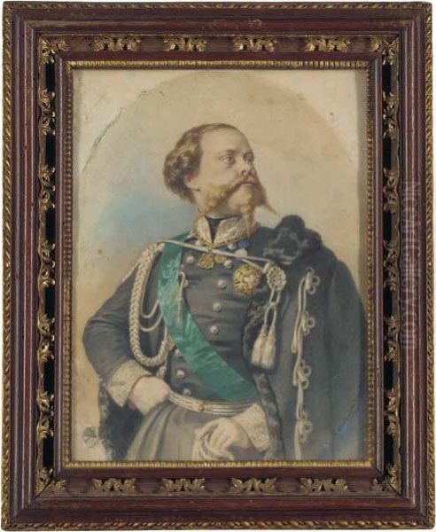 Portrait Of Vittorio Emanuele Ii, King Of Italy (1820-1878) Oil Painting by G. Gorin