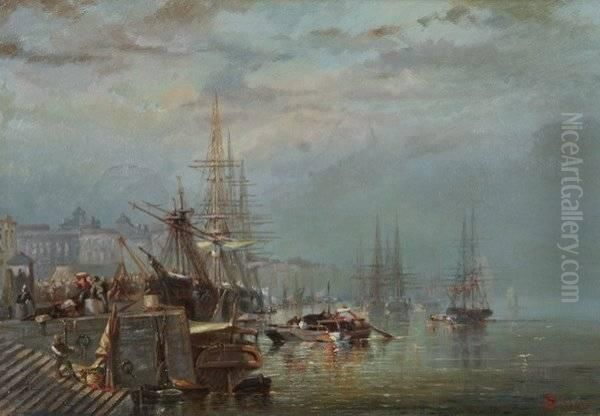 Port Scene Oil Painting by Stanislas Gorin