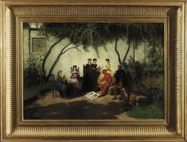 Carnevale In Giardino Oil Painting by Giulio Gorra