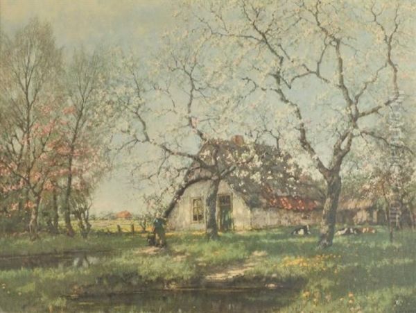 Cottage Scene Oil Painting by Arnold Marc Gorter