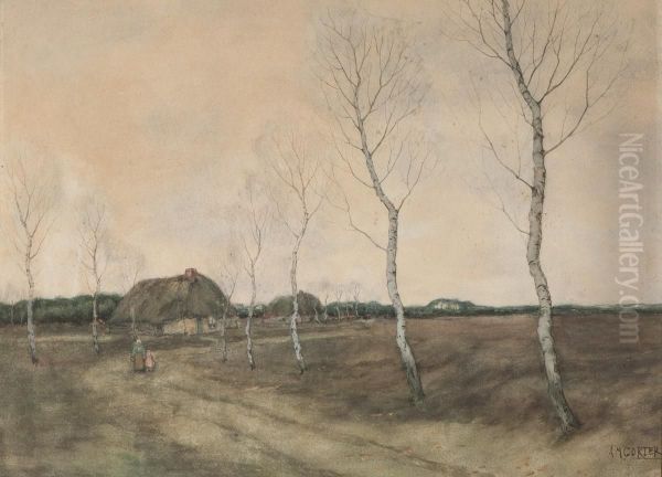 Mother With Child On A Country Road Oil Painting by Arnold Marc Gorter