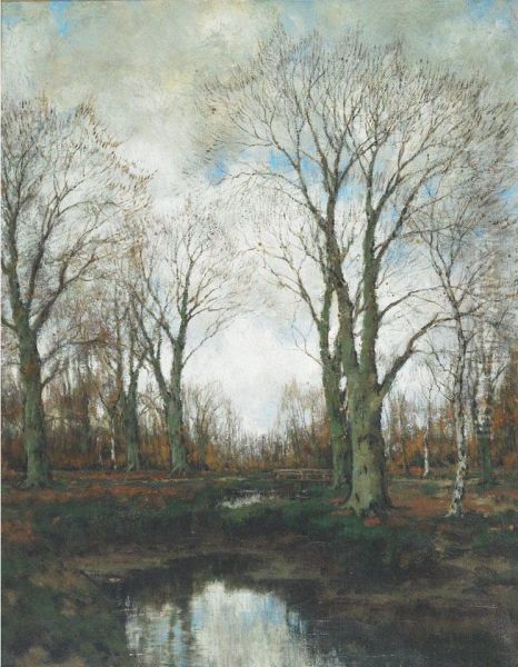 View Of A Brook In An Autumnal Landscape Oil Painting by Arnold Marc Gorter