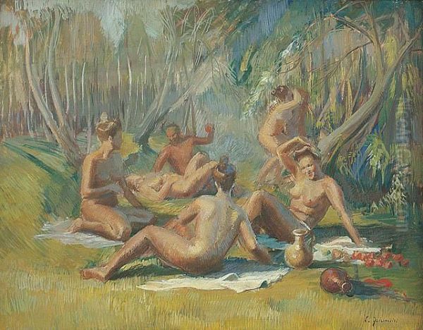 Bachanalia Oil Painting by Wladyslaw Goscimski