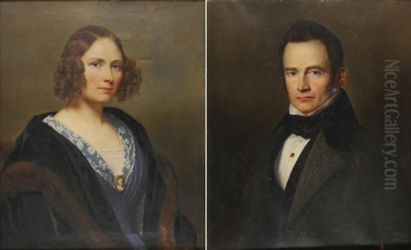 Portraits De Bourgeois Oil Painting by Nicolas Louis Gosse