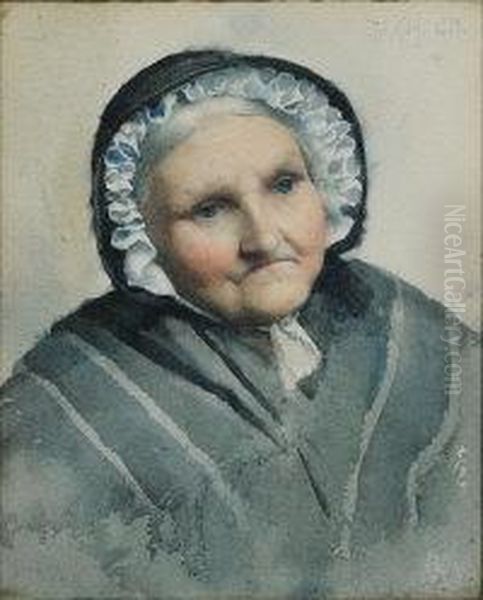 Portrait Of An Elderly Lady Oil Painting by Thomas Cooper Gotch