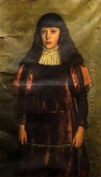 Quarter Length In Mediaeval Dress Oil Painting by Thomas Cooper Gotch