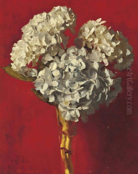 Hydrangeas Oil Painting by Thomas Cooper Gotch