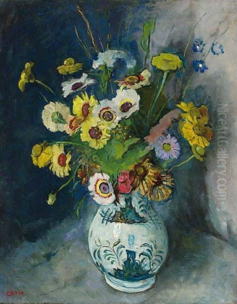 A Colourfull Bouquet Oil Painting by Maurice Goth