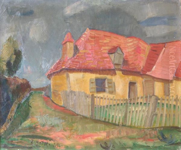 Village Oil Painting by Jacques Gotko