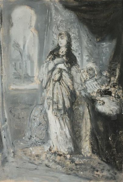 Sketch Of Reha Oil Painting by Moritz, Maurycy Gottlieb