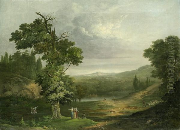 Thuringische Landschaft Mit Bluhender Kastanie Oil Painting by Johann Gottlieb Rost