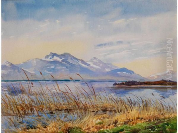 Blick Uber Den Chiemsee Auf Diekampenwand Oil Painting by Paul Gotz-Racknitz