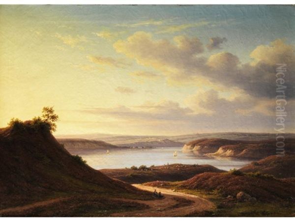 Abendliche Flusslandschaft Oil Painting by Carl Wilhelm Goetzloff