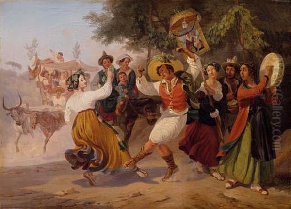 Il Giorno Della Festa Oil Painting by Carl Wilhelm Goetzloff