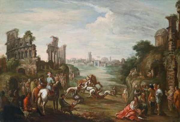 Ein Fest Auf Dem Gut Der Fursten Odescalchi In Rom Oil Painting by Anton Goubau