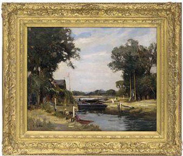 At The Lock Gate Oil Painting by Alexander Carruthers Gould