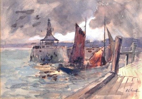 Entering Harbour Oil Painting by Alexander Carruthers Gould