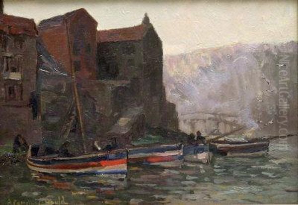 At Staithes - High Water Oil Painting by Alexander Carruthers Gould