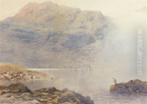 Early Morning, Bowfell And Angle Tarn, Lake District Oil Painting by David Gould