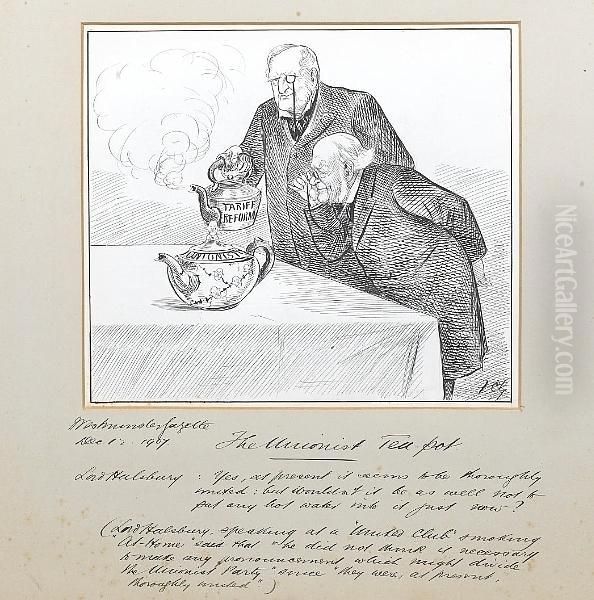 The Unionist Tea-pot Together With 9 Othercartoons And Sketches By The Same Hand Oil Painting by Francis Carruthers Gould