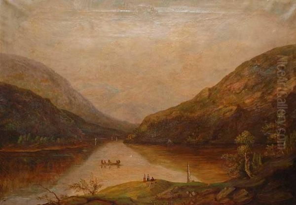 Hudson River Scene Oil Painting by Gould John H. & Hart William M.