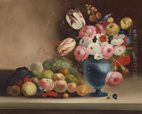 Still Life With Flowers And Fruit Oil Painting by William Buelow Gould