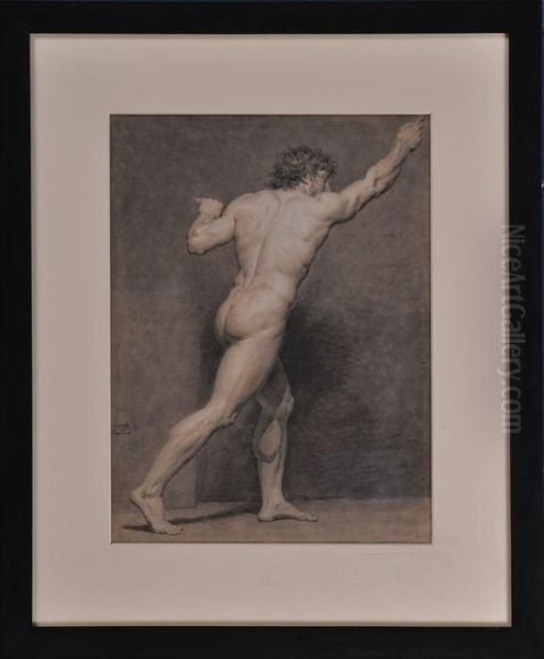 Pair Of Male Nude Studies Oil Painting by Francois Louis Gounod