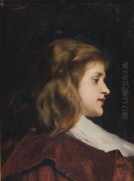 Portrait D'une Jeune Fille Oil Painting by Jules Adolphe Goupil