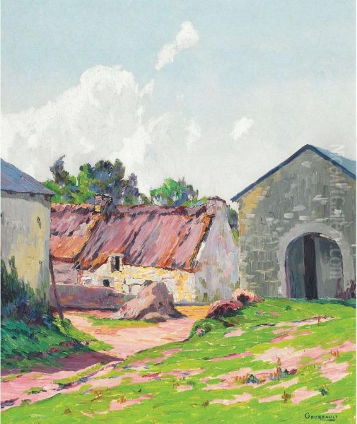 Farmyard Oil Painting by Pierre Gourdault