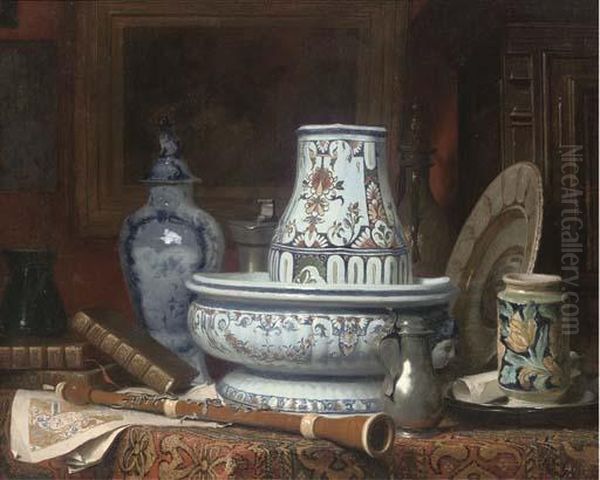 The Connoisseur's Studio Oil Painting by Pierre Eugene Gourdet