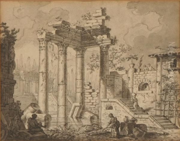 Ruins Oil Painting by Johann Franz Gout