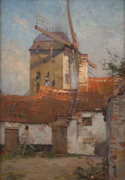 Moulin Pres De La Ferme Oil Painting by Jean-Leon Gouweloos