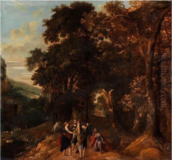 Grossformatige Baumlandschaft Mitbiblischer Szenerie Oil Painting by Abraham Govaerts