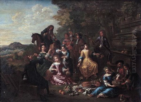 Paesaggio Con Convivio Di Nobili Oil Painting by Hendrik Govaerts