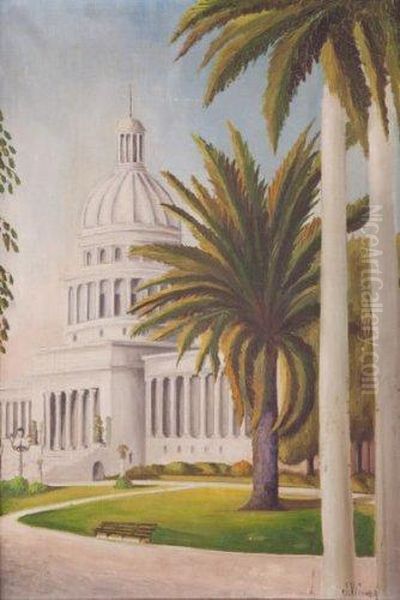 Capitolio De Cuba Oil Painting by J.V Govea