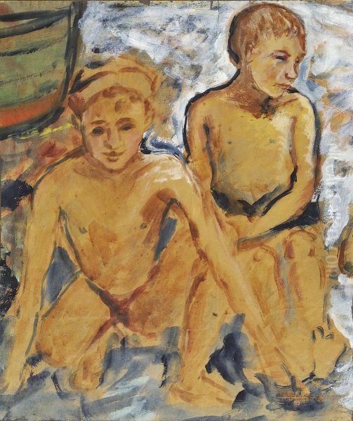 Due Ragazzi Sullaspiaggia Oil Painting by Giovanni Governato