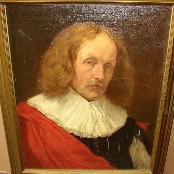 Portrait Of A Man In 17th Century Dress, Signed And Dated 'a.c. Gow 1911' Oil Painting by Andrew Carrick Gow