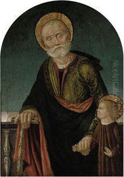 Saint Joseph And The Christ Child Oil Painting by Benozzo Gozzoli