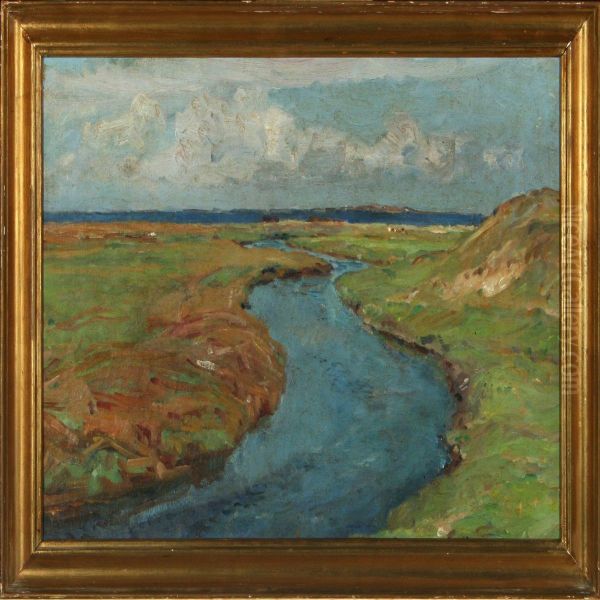 View From Karrebaeksmindestream Oil Painting by Marie Graae