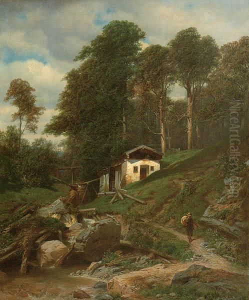 Pejzaz Alpejski Z Okolic Ramsau Oil Painting by Henryk Grabinski