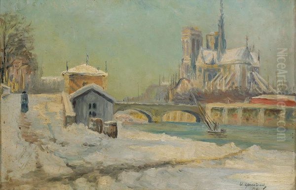 Notre Dame Oil Painting by Ivan Mikhailovich Grabovsky