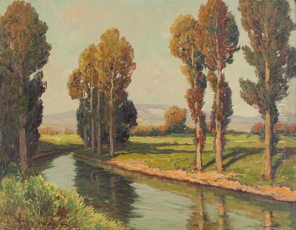 Landscape With A River Oil Painting by Peter Grabwinkler