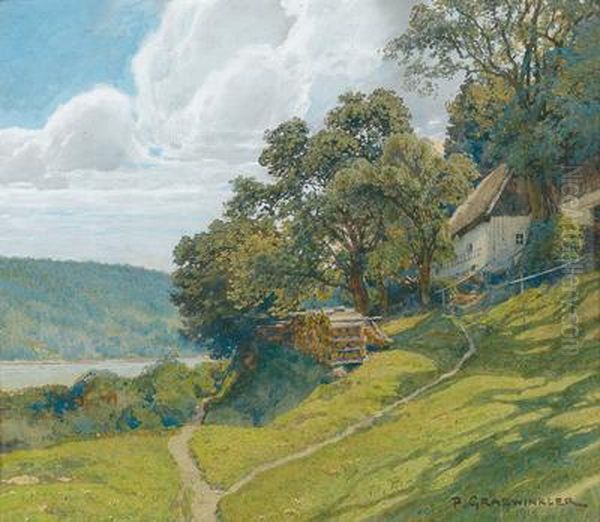 Kellerstockl An Der Donau Oil Painting by Peter Grabwinkler