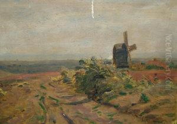 Rba -- Landscape With A Windmill Oil Painting by Alfred Fitzwalter Grace