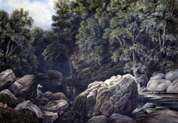 River Landscape Oil Painting by James Edward Grace